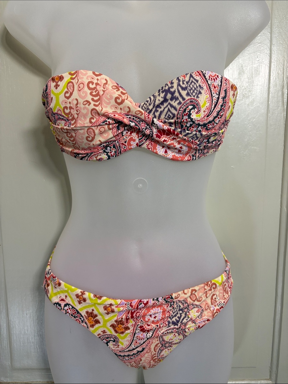 Victoria’s Secret strapless or halter tie PaisleyBikini Set - Pink Multicolor